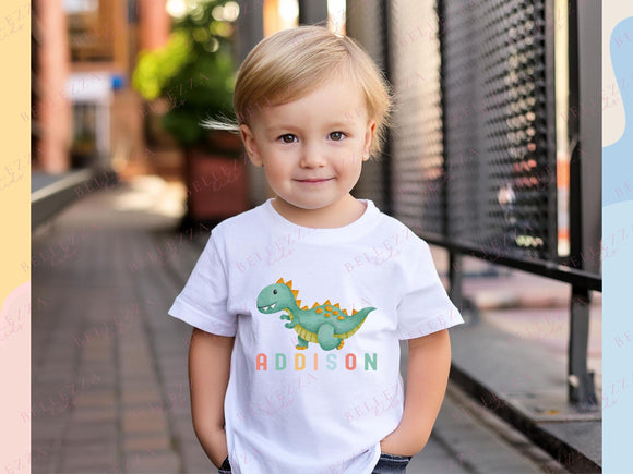 Custom Kids' T-Shirt Infant Bodysuit New Born Gift Personalized Name Kids Gift Dinosaur Shirt Toddler Tshirt Customized Gift for Boys 033