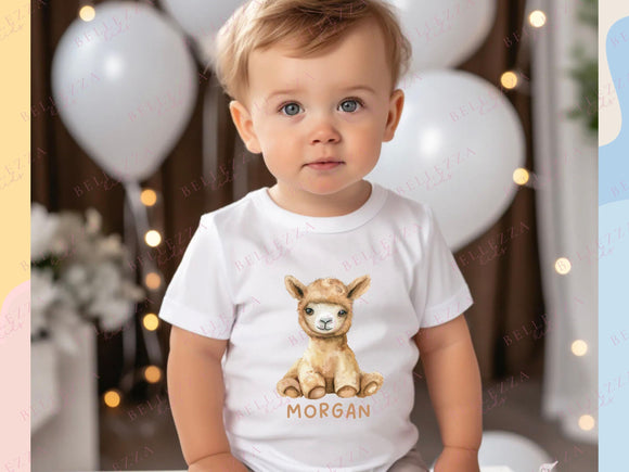 Custom Kids T-Shirt Infant Bodysuit New Born Gift Personalized Name Kids Gift Plush Animal Shirt Toddler Tshirt Customized Gift for Boys 053