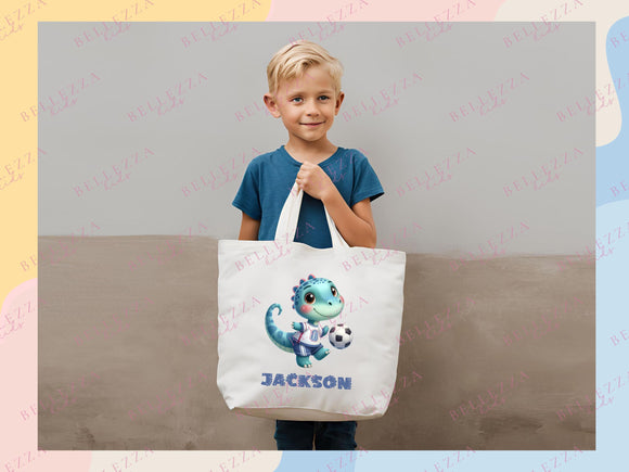 Dinosaur Personalized Name Tote Bag Kids Cute Gift Daycare Diaper Bag Library Custom Name Tote Back to School Bag for Kids Kindergarten