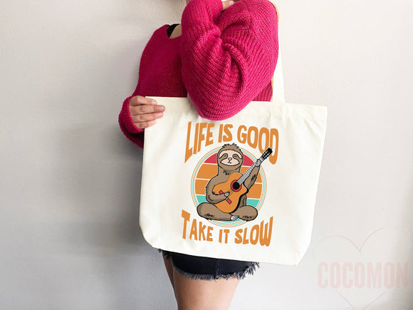 Sloth Canvas Tote Bag Funny Sloth Lover Gift Tote Bag Everyday Tote Eco Friendly Aesthetic Tote Shopper Reusable Grocery Bag Cute Bag Animal