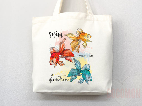 Goldfish Canvas Tote Bag Goldfish Lover Gift Tote Bag Everyday Tote Eco Friendly Aesthetic Tote Shopper Reusable Grocery Bag Cute Bag Animal