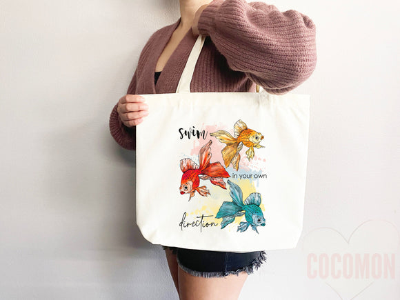 Goldfish Canvas Tote Bag Goldfish Lover Gift Tote Bag Everyday Tote Eco Friendly Aesthetic Tote Shopper Reusable Grocery Bag Cute Bag Animal