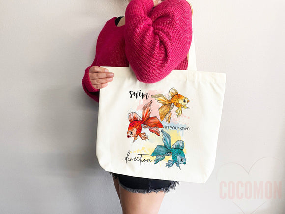 Goldfish Canvas Tote Bag Goldfish Lover Gift Tote Bag Everyday Tote Eco Friendly Aesthetic Tote Shopper Reusable Grocery Bag Cute Bag Animal