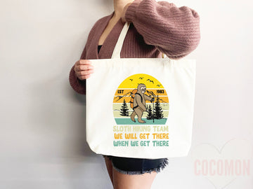 Sloth Canvas Tote Bag Funny Sloth Lover Gift Tote Bag Everyday Tote Eco Friendly Hiker Gift Tote Hiking Reusable Grocery Bag Cute Bag Animal