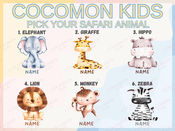 Custom Name Tote Bag Kids Safari Animal Gift Daycare Diaper Bag Custom Name Tote Personalized Name Back to School Bag for Kids Kindergarten