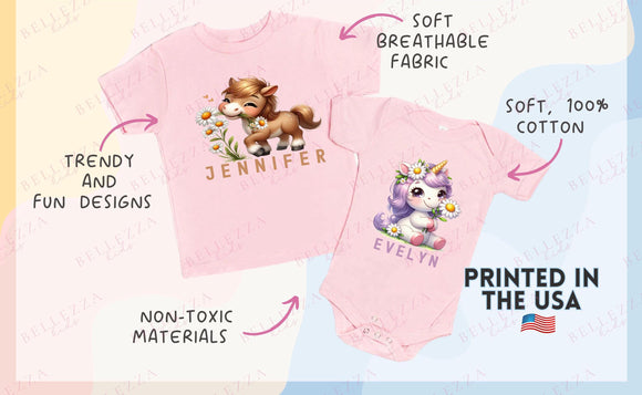 Custom Kids' T-Shirt Infant Bodysuit New Born Gift Personalized Name Kids Gift Children's Shirt Toddler Tshirt Customized Gift for Girls 055