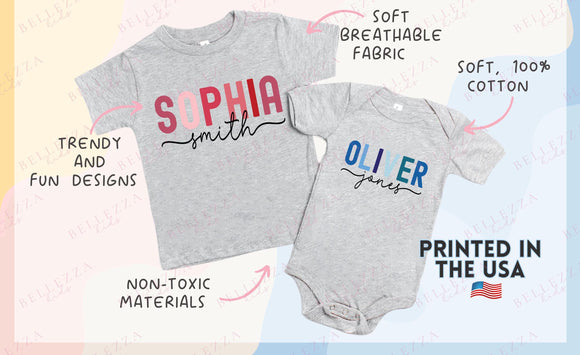 Custom Kids' T-Shirt Infant Bodysuit New Born Gift Personalized Name Kids Gift Preschool Shirt Toddler Tshirt Customized Gift for Boys 010