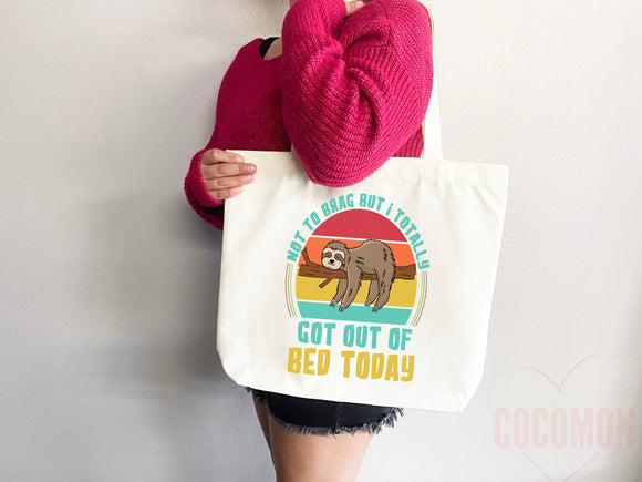 Sloth Canvas Tote Bag Funny Sloth Lover Gift Tote Bag Everyday Tote Eco Friendly Hiker Gift Tote Hiking Reusable Grocery Bag Cute Bag Animal