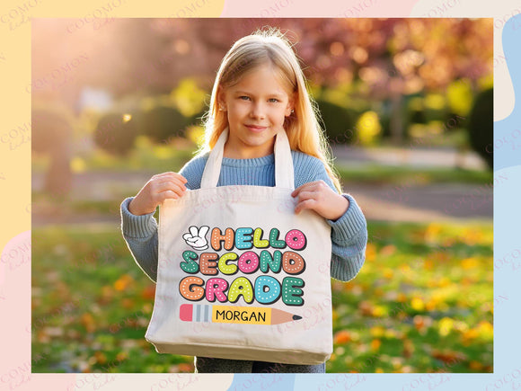 Custom Name Tote Bag Kids Library Bag Book Bag Gift for Kids Daycare Diaper Bag Personalized Name Back to School Bag for Kids Kindergarten