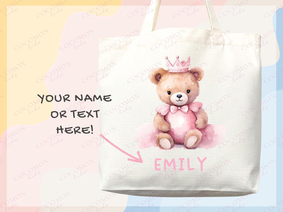 Personalized Name Tote Bag Kids Custom Name Tote Bag Custom Tote Shopper Women Bag Customized Name Gift For Her Kids Bag School Bag For Kids