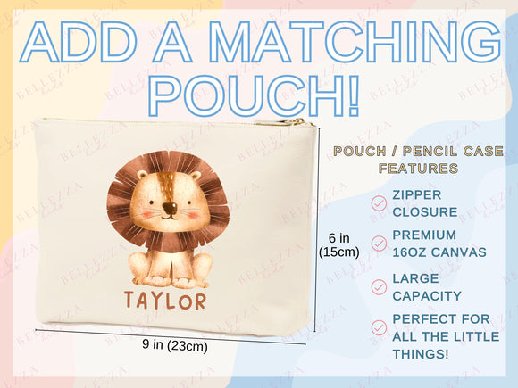 Custom Name Tote Bag Kids Safari Animal Gift Daycare Diaper Bag Custom Name Tote Personalized Name Back to School Bag for Kids Kindergarten