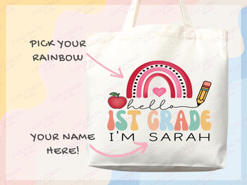 Personalized Name Tote Bag Custom Name Tote Bag Custom Tote Shopper Womens Bag Customized Name Gift For Her Kids Bag School Bag For Kids