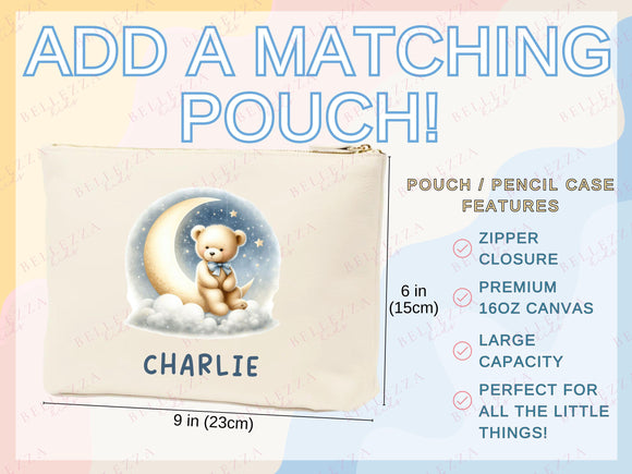 Teddy Bear Personalized Name Tote Bag Kids Cute Gift Daycare Diaper Bag Library Custom Name Tote Back to School Bag for Kids Kindergarten