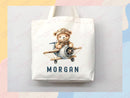Teddy Bear Personalized Name Tote Bag Kids Cute Gift Daycare Diaper Bag Library Custom Name Tote Back to School Bag for Kids Kindergarten