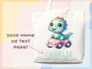 Dinosaur Personalized Name Tote Bag Kids Cute Gift Daycare Diaper Bag Library Custom Name Tote Back to School Bag for Kids Kindergarten