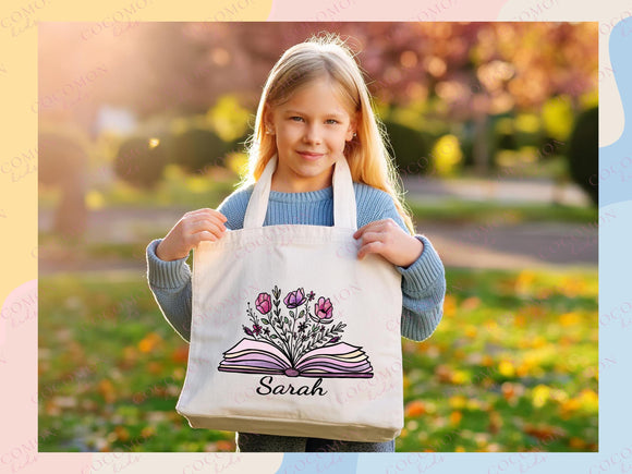 Customized Name Tote Bag Floral Tote Bag Personalized Name Bag Custom Name Tote Bag Custom Gift Bridesmaids Bag Gift Tote Shopper Women Bag