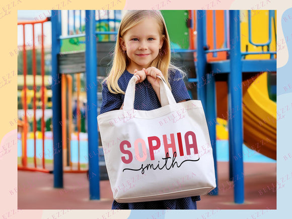 Personalized Name Tote Bag Custom Name Tote Bag Custom Tote Shopper Womens Bag Customized Name Gift For Her Kids Bag School Bag For Kids