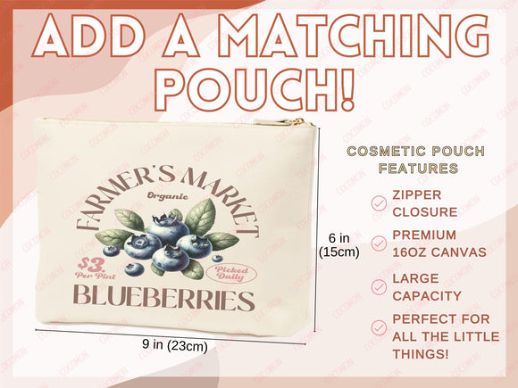 Blueberry Canvas Tote Bag Farmers Market Tote Bag Gift Tote Shopper Bag Everyday Tote Eco Friendly Bag Tote Reusable Grocery Bag Cute Bag