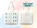 Personalized Name Tote Bag Custom Name Tote Bag Custom Tote Shopper Womens Bag Customized Name Gift For Her Kids Bag School Bag For Kids