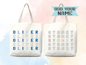 Personalized Name Tote Bag Custom Name Tote Bag Custom Tote Shopper Womens Bag Customized Name Gift For Her Kids Bag School Bag For Kids