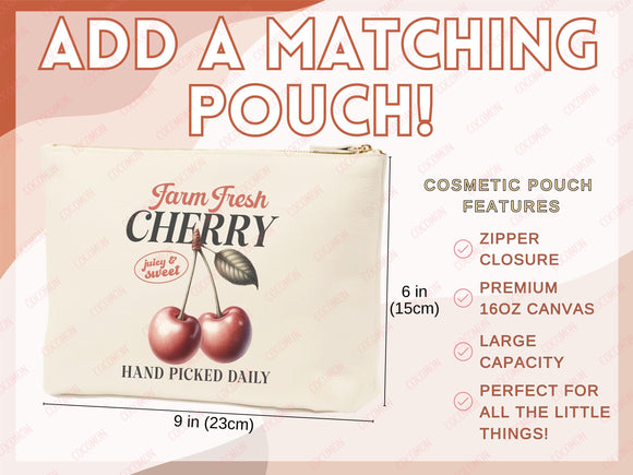 Cherry Canvas Tote Bag Farmers Market Tote Bag Gift Tote Shopper Bag Everyday Tote Eco Friendly Bag Tote Reusable Grocery Bag Cute Bag