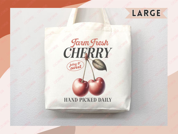 Cherry Canvas Tote Bag Farmers Market Tote Bag Gift Tote Shopper Bag Everyday Tote Eco Friendly Bag Tote Reusable Grocery Bag Cute Bag
