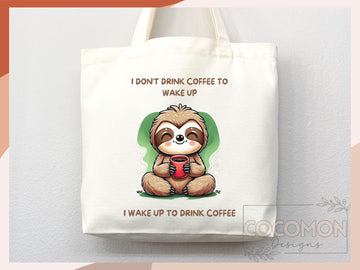 Sloth Canvas Tote Bag Funny Sloth Lover Gift Tote Bag Everyday Tote Eco Friendly Gift Tote Shopper Bag Reusable Grocery Bag Cute Bag Animal