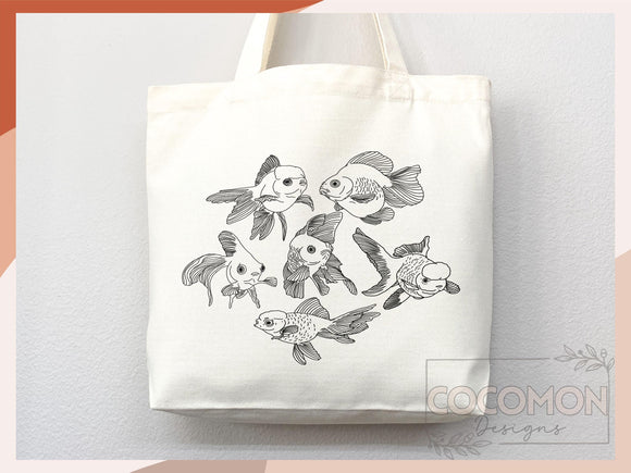 Goldfish Canvas Tote Bag Goldfish Lover Gift Tote Bag Everyday Tote Eco Friendly Aesthetic Tote Shopper Reusable Grocery Bag Cute Bag Animal