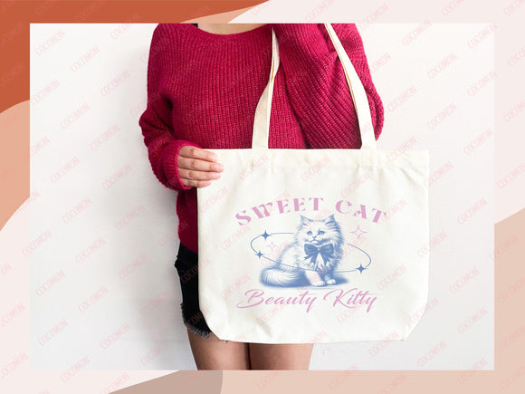 Cat Tote Bag Cat Lover Gift For Mom Cute Funny Canvas Tote Bag Animal Lover Reusable Bag Aesthetic Tote Shopper Women's Tote School Bag Tote
