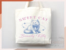 Cat Tote Bag Cat Lover Gift For Mom Cute Funny Canvas Tote Bag Animal Lover Reusable Bag Aesthetic Tote Shopper Women's Tote School Bag Tote