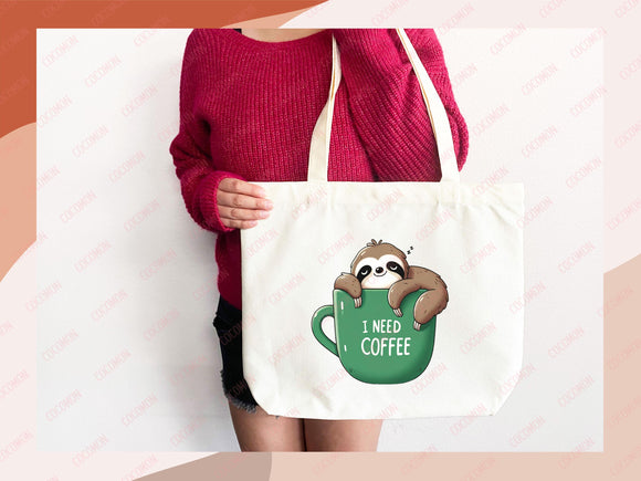 Sloth Canvas Tote Bag Funny Sloth Lover Gift Tote Bag Everyday Tote Eco Friendly Gift Tote Shopper Bag Reusable Grocery Bag Cute Bag Animal