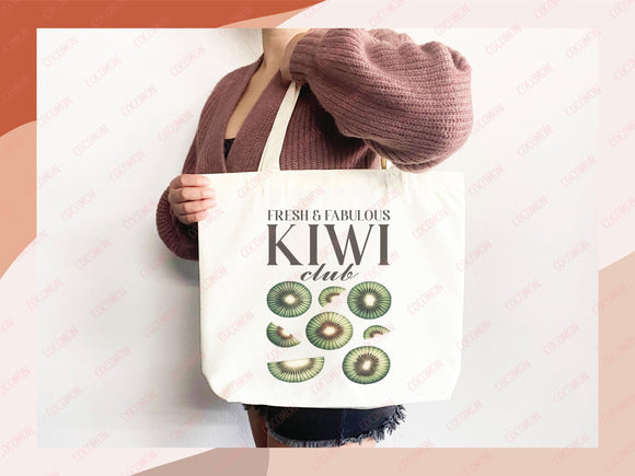 Kiwi Canvas Tote Bag Farmers Market Tote Bag Gift Tote Shopper Bag Everyday Tote Eco Friendly Bag Tote Reusable Grocery Bag Cute Summer Bag