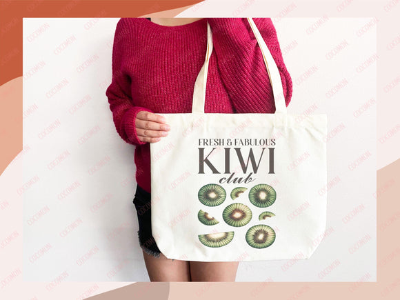 Kiwi Canvas Tote Bag Farmers Market Tote Bag Gift Tote Shopper Bag Everyday Tote Eco Friendly Bag Tote Reusable Grocery Bag Cute Summer Bag