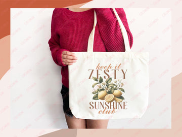 Lemon Canvas Tote Bag Farmers Market Tote Bag Gift Tote Shopper Bag Everyday Tote Eco Friendly Bag Tote Reusable Grocery Bag Cute Summer Bag