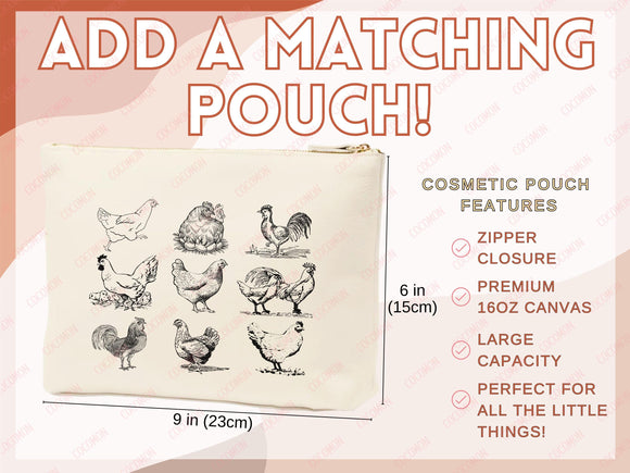 Chicken Canvas Tote Bag Funny Chicken Lover Gift Tote Bag Everyday Tote Eco Friendly Campus Tote Reusable Grocery Bag Cute Bag Aesthetic Bag