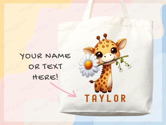 Personalized Name Tote Bag Animal Gift Daycare Diaper Bag Custom Name Tote Customized Name Back to School Bag for Kids Bag Kindergarten