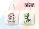 Personalized Name Tote Bag Animal Gift Daycare Diaper Bag Custom Name Tote Customized Name Back to School Bag for Kids Bag Kindergarten