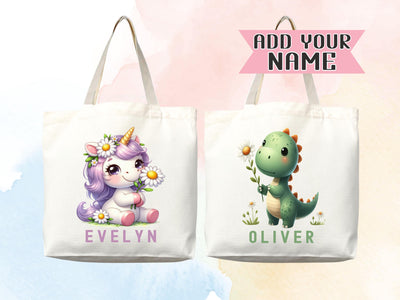 Personalized Name Tote Bag Animal Gift Daycare Diaper Bag Custom Name Tote Customized Name Back to School Bag for Kids Bag Kindergarten