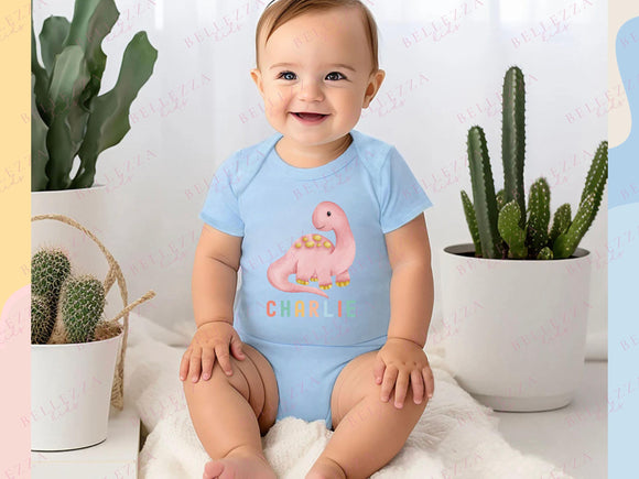 Custom Kids' T-Shirt Infant Bodysuit New Born Gift Personalized Name Kids Gift Dinosaur Shirt Toddler Tshirt Customized Gift for Boys 033