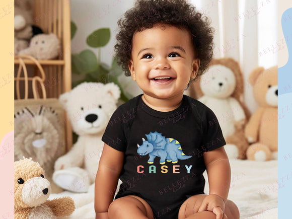 Custom Kids' T-Shirt Infant Bodysuit New Born Gift Personalized Name Kids Gift Dinosaur Shirt Toddler Tshirt Customized Gift for Boys 033