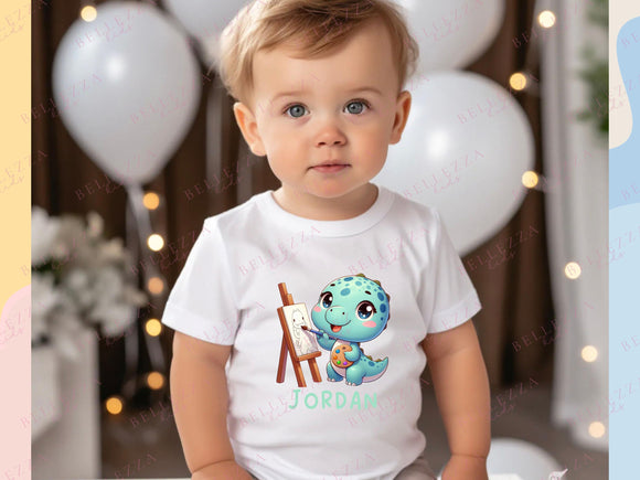 Custom Kids' T-Shirt Infant Bodysuit New Born Gift Personalized Name Kids Gift Dinosaur Shirt Toddler Tshirt Customized Gift for Boys 066