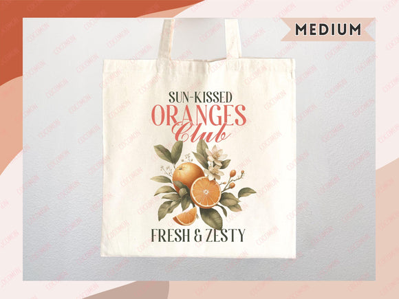 Oranges Canvas Tote Bag Farmers Market Tote Bag Gift Tote Shopper Bag Everyday Tote Eco Friendly Tote Reusable Grocery Bag Cute Summer Bag