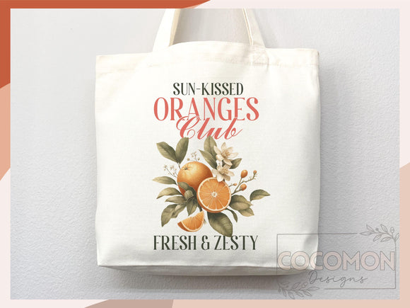 Oranges Canvas Tote Bag Farmers Market Tote Bag Gift Tote Shopper Bag Everyday Tote Eco Friendly Tote Reusable Grocery Bag Cute Summer Bag