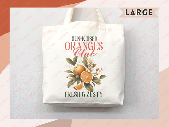 Oranges Canvas Tote Bag Farmers Market Tote Bag Gift Tote Shopper Bag Everyday Tote Eco Friendly Tote Reusable Grocery Bag Cute Summer Bag