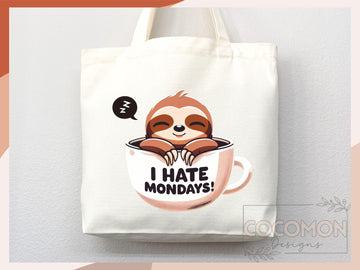 Sloth Canvas Tote Bag Funny Sloth Lover Gift Tote Bag Everyday Tote Eco Friendly Gift Tote Shopper Bag Reusable Grocery Bag Cute Bag Animal