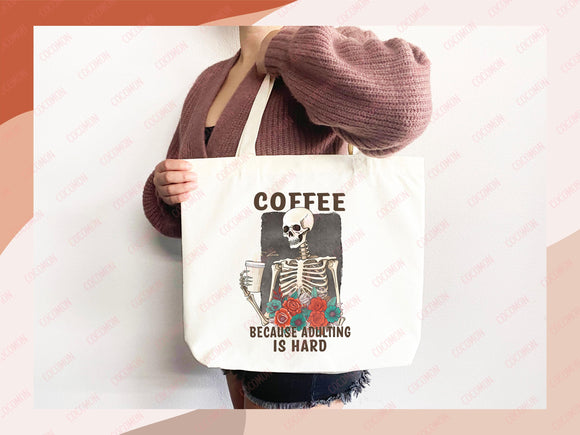 Funny Canvas Tote Bag Coffee Lover Bag Coffee Gift Everyday Tote Eco Friendly Tote Shopper Reusable Grocery Bag Cute School Bag Gift for Her