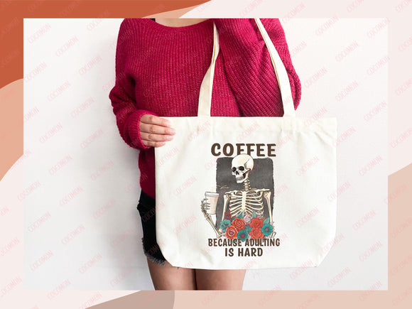 Funny Canvas Tote Bag Coffee Lover Bag Coffee Gift Everyday Tote Eco Friendly Tote Shopper Reusable Grocery Bag Cute School Bag Gift for Her