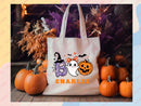 Personalized Halloween Tote Bag Custom Name Tote Kids Trick or Treat Halloween Gift Bag Goodie Bag Spooky Halloween Party Favor Gift Tote
