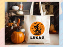 Personalized Halloween Tote Bag Custom Name Tote Kids Trick or Treat Halloween Gift Bag Goodie Bag Spooky Halloween Party Favor Gift Tote