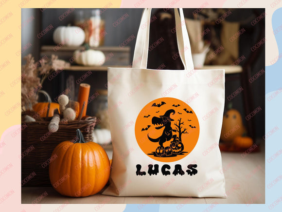 Personalized Halloween Tote Bag Custom Name Tote Kids Trick or Treat Halloween Gift Bag Goodie Bag Spooky Halloween Party Favor Gift Tote